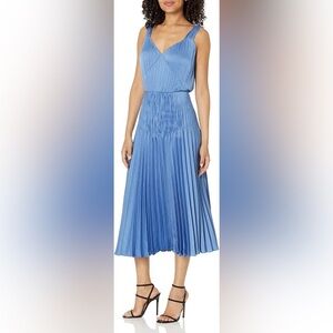 Vince Blue Pleated Midi Sundress
